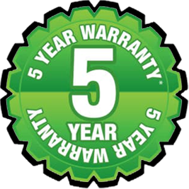 A 5 Year Warranty Sticker.